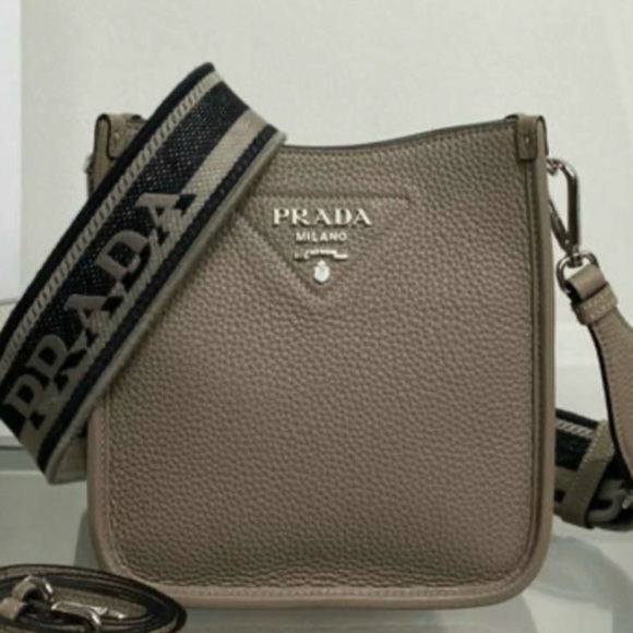 crossbody Handbags - Mini Taupe Crossbody Bag with Logo Strap